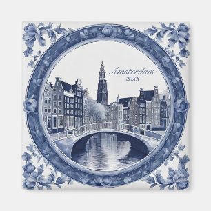 Imã Azul Personalizado Delft Amsterdã Lembrança