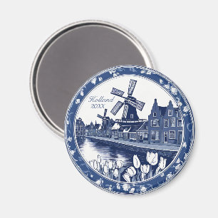 Imã Azul Personalizado Delft Holanda Lembrança