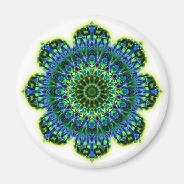 Imã Azul verde Mandala (Frente)