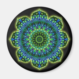Imã Azul verde Mandala   preto