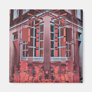 Imã Azul vermelho Copenhaga janelas de reflexão arte