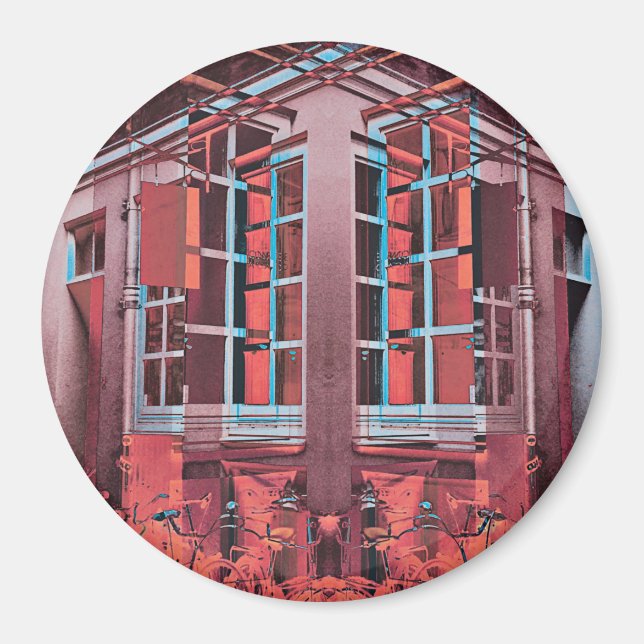 Imã Azul vermelho Copenhaga janelas de reflexão arte d (Frente)