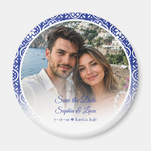 Imã Azulejo Azul da Costa Amalfitana Italiana Foto Sav