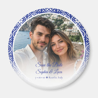 Imã Azulejo Azul da Costa Amalfitana Italiana Foto Sav
