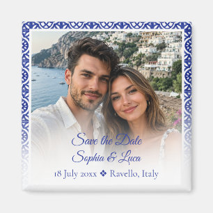 Imã Azulejo Azul da Costa Amalfitana Italiana Foto Sav