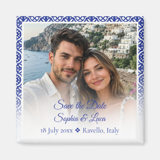 Imã Azulejo Azul da Costa Amalfitana Italiana Foto Sav