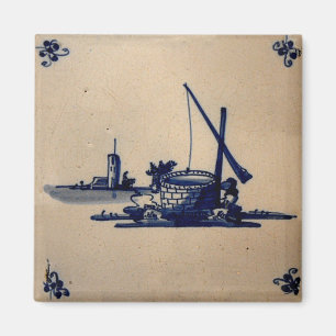Imã Azulejo Azul Delft Antiquário Clássico - Água Bem 