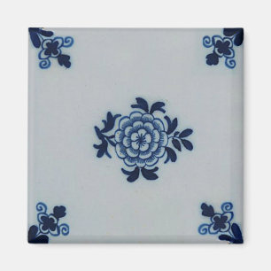 Imã Azulejo Azul Delft Antiquário Clássico - Motif Flo