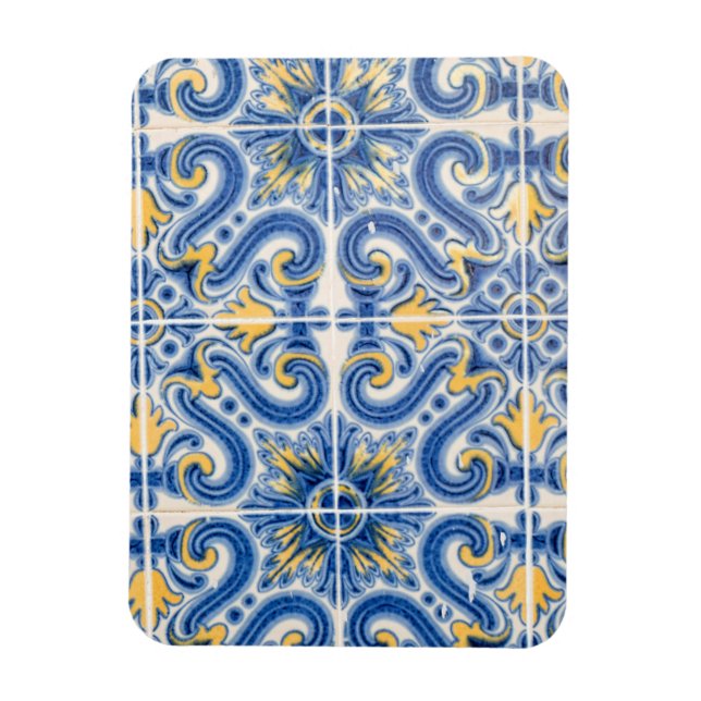 Ímã Azulejo azul e amarelo, Portugal (Vertical)