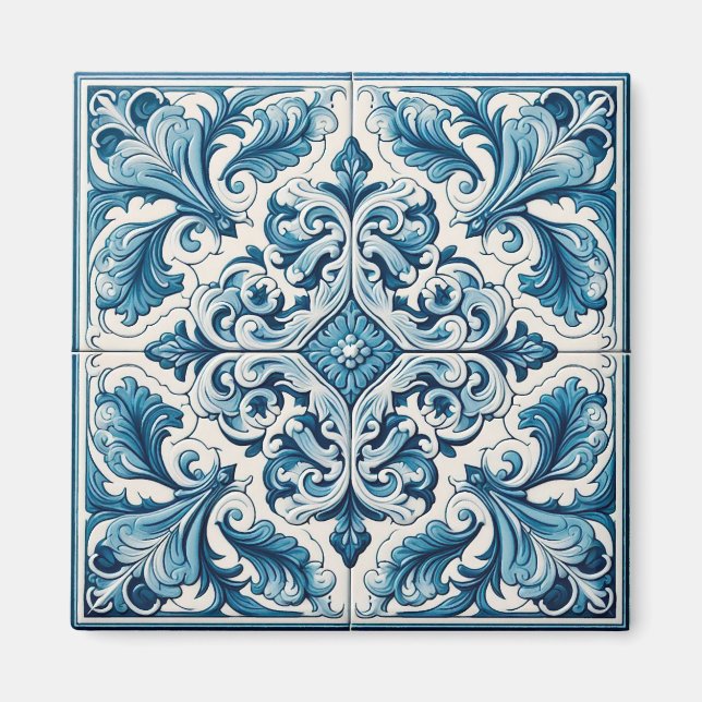 Imã Azulejo azul português (Frente)