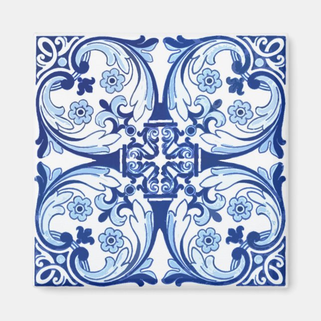Imã Azulejo azul português (Frente)