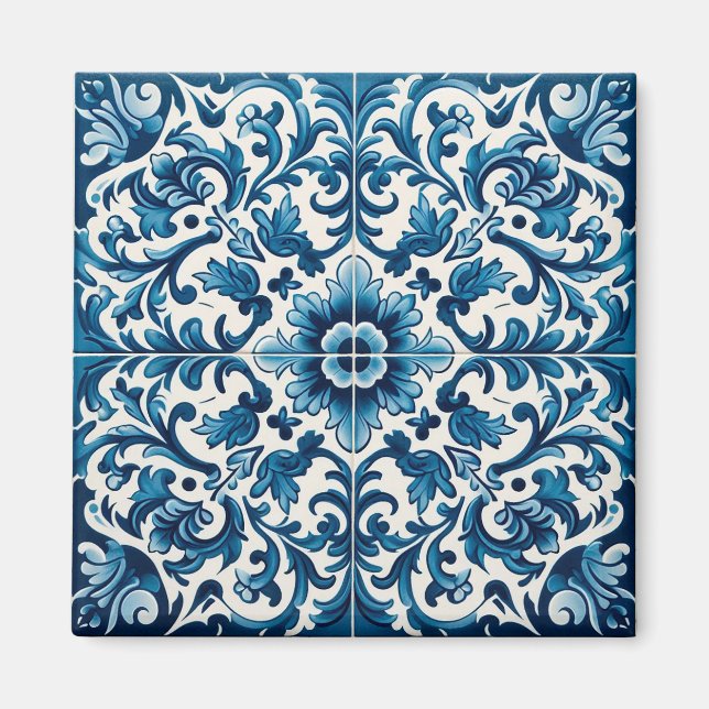 Imã Azulejo azul português (Frente)