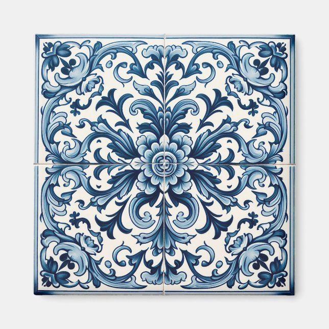 Imã Azulejo azul português (Frente)