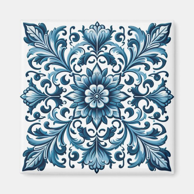 Imã Azulejo azul português (Frente)
