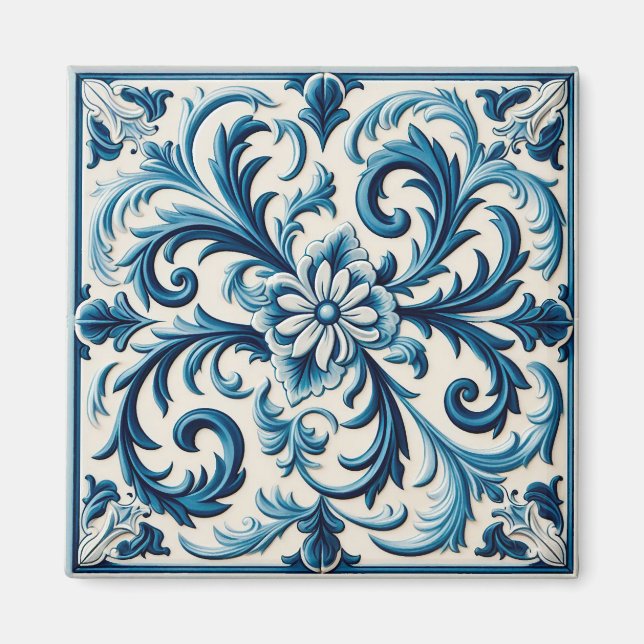 Imã Azulejo azul português (Frente)