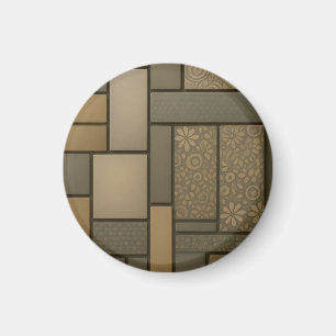 Imã Azulejo Bege Neutro Padrão Mosaico