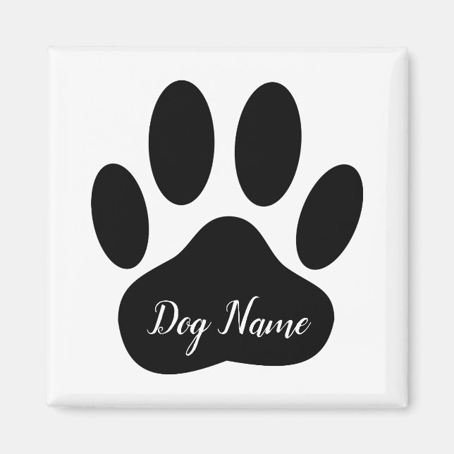 Imã Azulejo Cerâmico com Pegada de Pata de Cachorro e  (Frente)