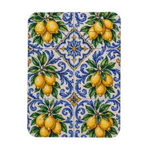 Ímã Azulejo de Azulejo de Limão Mediterrâneo