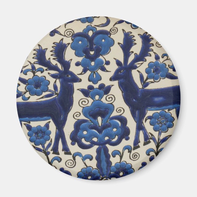 Imã Azulejo de cerveja azul e branca (Frente)