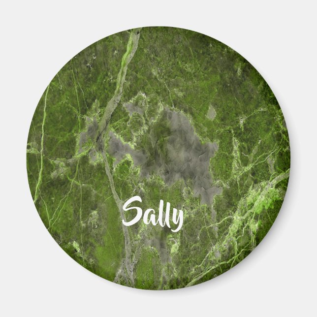 Imã Azulejo de mármore verde de nome personalizado (Frente)