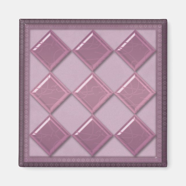 Imã Azulejo de vidro cor púrpura 3D (Frente)