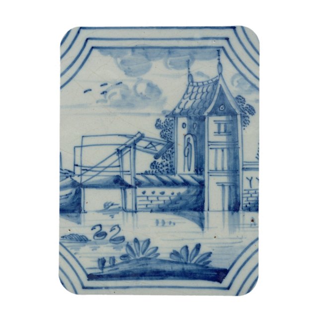 Ímã Azulejo Delft mostrando uma ponte de levante sobre (Vertical)