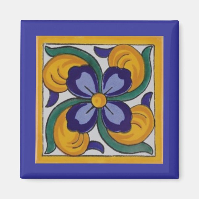 Imã Azulejo Espanhol Amarelo Azul (Frente)