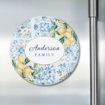 Azulejo Italiano Azul Aquarela Personalizado Limão