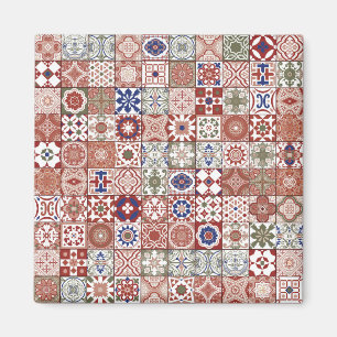 Imã Azulejo marroquino - burgundy e azul