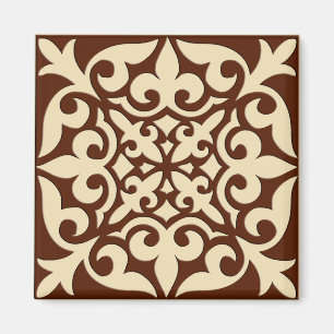 Imã Azulejo marroquino - castanho chocolate e bege
