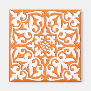 Imã Azulejo marroquino - cor de laranja e branco