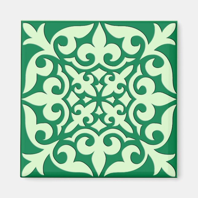 Imã Azulejo marroquino - esmerald e verde-claro (Frente)