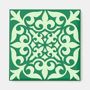 Imã azulejo marroquino - esmeralda e verde-claro