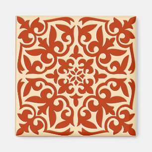 Imã Azulejo marroquino - laranja e pêssego corais