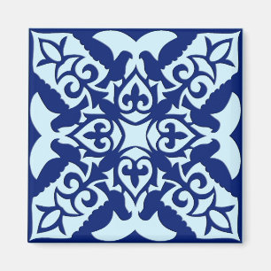 Imã Azulejo marroquino - marinho e azul claro