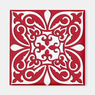 Imã Azulejo marroquino - obscuridade - vermelho e