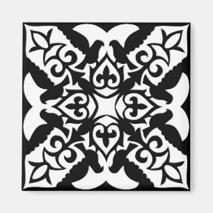 Imã Azulejo marroquino - preto com fundo branco