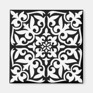 Imã Azulejo marroquino - preto com fundo branco