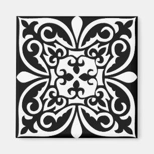 Imã Azulejo marroquino - preto com fundo branco