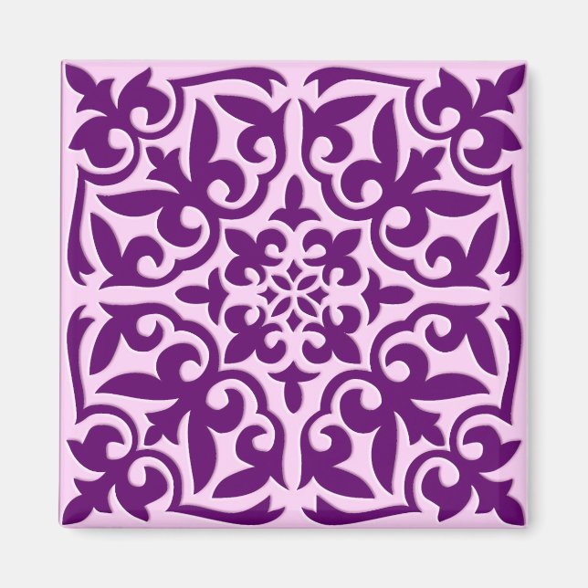 Imã Azulejo marroquino - roxo e orquídea (Frente)