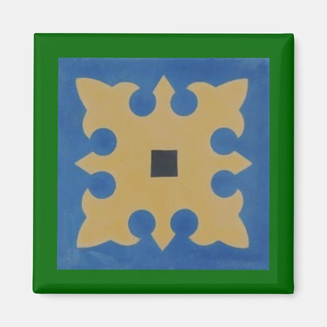 Imã Azulejo mexicano verde azul (Frente)