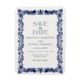 Ímã Azulejo Talavera Azul Festa Espanhola Salve a Data