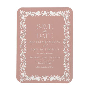 Ímã Azulejo Talavera Rosa Festa Espanhola Salve a Data