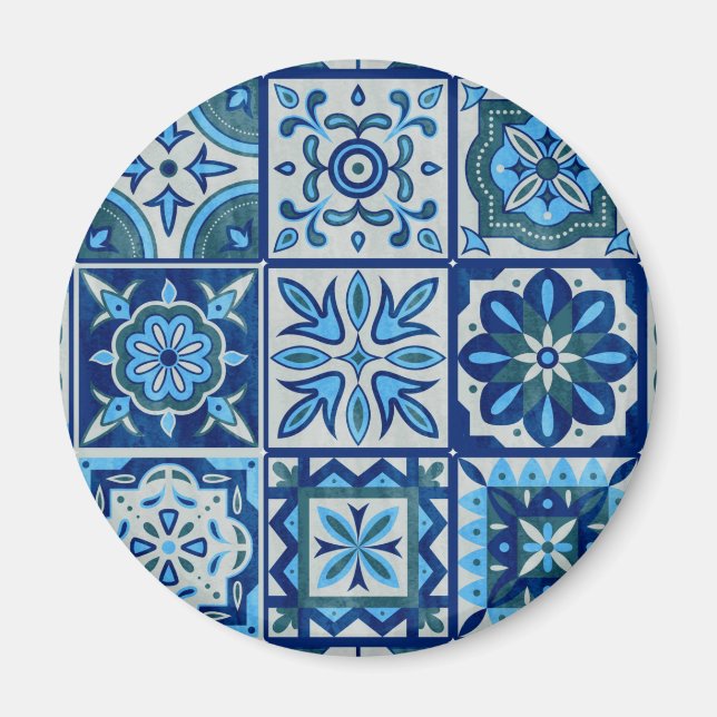 Imã Azulejos Azul Padrão Portugal (Frente)