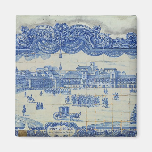 Imã Azulejos Azulejos retratando a Praca do Comercio (Frente)
