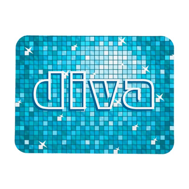 Ímã Azulejos de Disco Magnético "diva" premium azul (Horizontal)