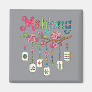 Imã Azulejos de Flor de Cerejeira Mahjong Amante Diver