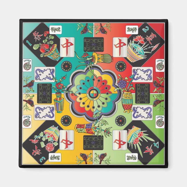 Imã Azulejos de Mah Jongg Ímã (Frente)