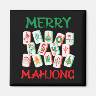 Imã Azulejos de Mahjong de Natal aquarela Mah Jon Chin