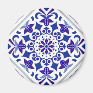 Imã Azulejos Índigo Português Azulejos azuis e brancos